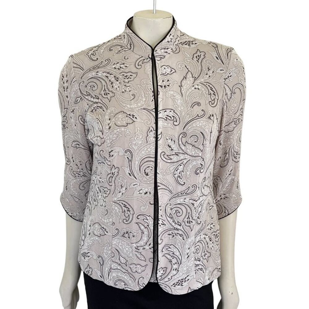 ALEX EVENINGS Mandarin Neck Glitter Knit Paisley 2 Piece Formal Set  SZ M